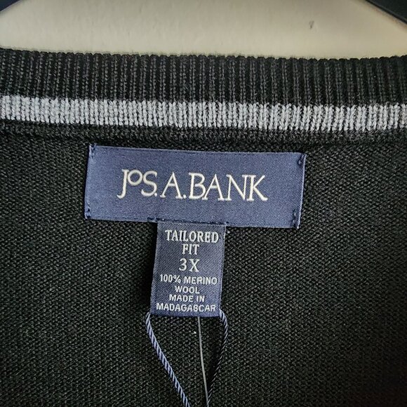 3xb Sweater Black Jos A Bank V Neck Merino Wool New Nwt Mens Tailored 3xl Size - Picture 3 of 16